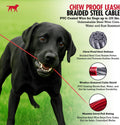 Tuff Pupper Chew Proof Dog Leash | Steel Cable Bite Resistant Lead | Twist Lock Carabiner | Heavy Duty for Large Dogs & 