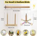 Jevnd Bird Perch & Swing Toy Combo, Bird Toys for Parrots with 360° Spin Function, Hanging Parakeet Swing Birds Cage Accessories Toys, Multi-functional Wooden Birds Activity Gym for Cockatiel Lovebird