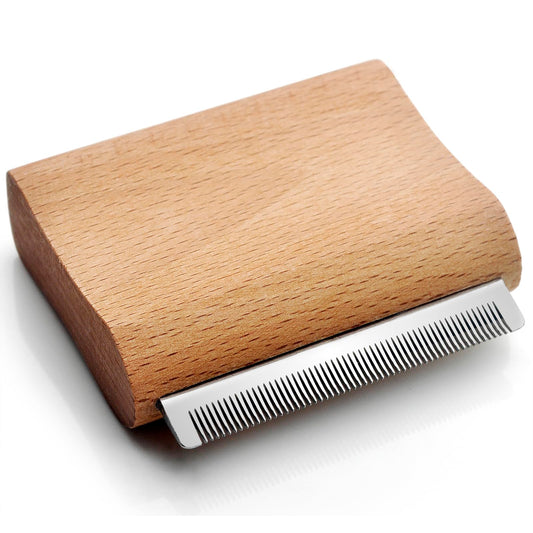 cat brush for shedding, Rabbit brush with Ergonomic wooden Handle-Deshedding Brush for Cats & Cat Comb Tool for Detangling and Remove excess hair, Fur, dirt, etc (S (3 Inch))