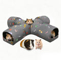 4-Way Guinea Pig Tunnel and Tubes, Collapsible Bunny Tunnels for Rabbits & Dwarf Hamster, Interactive Small Animal Tubes