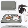 SINLAND Microfiber Pet Bowl Mat Dog Cats Feeding Mats for Food and Water Dish Drying Mat with Anti-Skid Backing 14.2Inch x 24Inch Grey