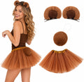 Halloween Brown Bear Costume for Women Fluffy Tutu Skirt Ear Clips Tail