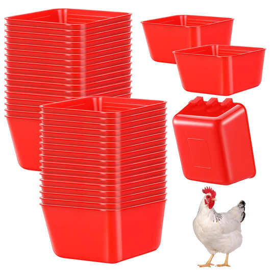 Maxdot 20 Pcs Chicken Water Feeder Cups 16 oz Pigeon Bird Feeder Cups Hanging Cage Chicken Water Cup for Pet Parrot Rooster Parakeet Bunny Gamefowl Poultry Wire Hutch(Red)