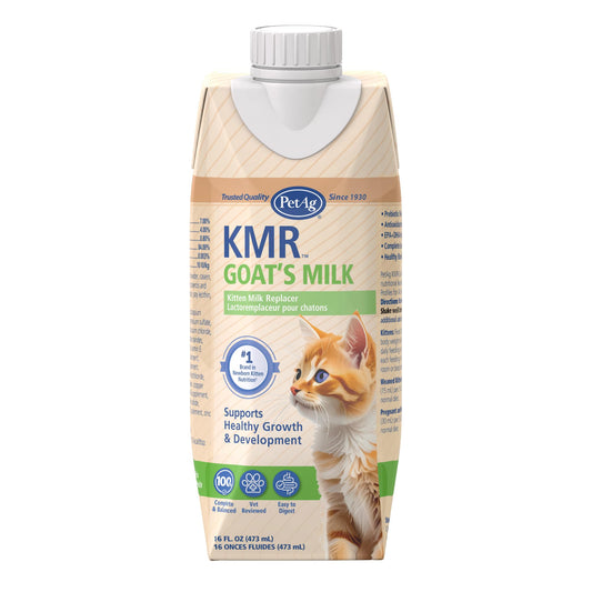 PetAg KMR Goat’s Milk Kitten Milk Replacer Liquid - 16 oz - Liquid Kitten Formula with Vitamins, Minerals & Trace Nutrients for Kittens Newborn to Six Weeks Old - Easy to Digest