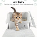 TENTIZON Stainless Steel Cat Litter Box for Kittens and Medium Cats, Open Top Metal Kitty Small Litter Box with High Sid