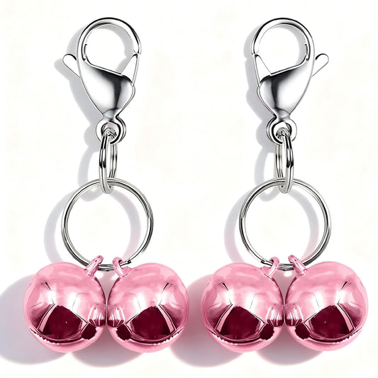 IVIA PET 4 Sets Cat Bell for Dog Collar Charm Training Pet Pendant Accessories with 2 Pack Stainless Steel Dog Tag Clips(2 X-Small Pink)