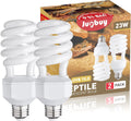 UVB Reptile Light Bulb 10.0, 23W UV Spiral Compact Florescent Terrarium Lamp Ideal for Desert Reptiles Bearded Dragons L