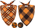 Fall Dog Bandanas 2PCS Halloween Pumpkin Spider Web Large Dogs