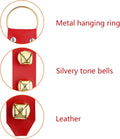 Frienda Hanging Jingle Sleigh Bells 7-Bell Dog Doorbells for Door Knob Faux Leather Belts Go Outside Dog Bells Christmas
