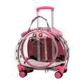 gihusrzx Pet Trolley Case with Upgraded Detachable Silent Wheels, Clear Ventilation Holes Cat Dog Carrier, Cat Dog Carrier with Telescopic Handle, Perfect for Traveling/Taking a Walk Pink