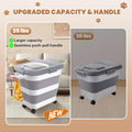DDMOMMY 23-25 Lbs Airtight Dog Food Storage Container,Collapsible Dog Food Container with Lid,Wheels,Handle,Large Pet food storage Container with Scoop,Small Food Container for Dog Cat