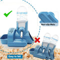 VANNON 3-in-1 Hamster Water Bottle with Food Bowl & Hideout Base, Blue