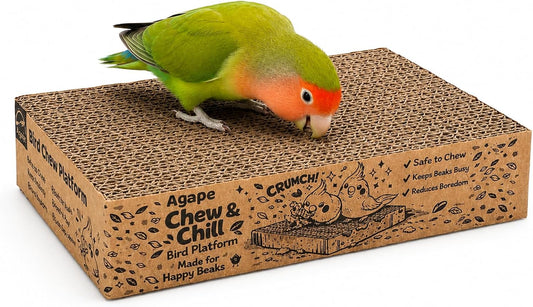 Agape Parrot Chew Toy, Shreddable Cardboard Bird Platform, Natural Perch