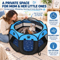 Whelping Box for Cats, Pop-up Playpen for Kittens and Mom with Washable Starry Moon Pad & Grooming Glove, 3-in-1 Portabl