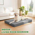 Vonabem Outdoor Waterproof Dog Bed Washable, Extra Large Crate Pad 42 inch, Wipeable Leather XL Pet beds with Removable Cover, Foam Orthopedic Anti-Slip Kennel Pads Reversible, 41"x27" Grey