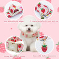 Astdogio Pink Dog Collar for Small Dogs, Cute Dog Collars Girl Puppy Collar with Strawberry Pattern, Adjustable Cotton Pink Collar Ideal, Daily Photos & Pet Fashion