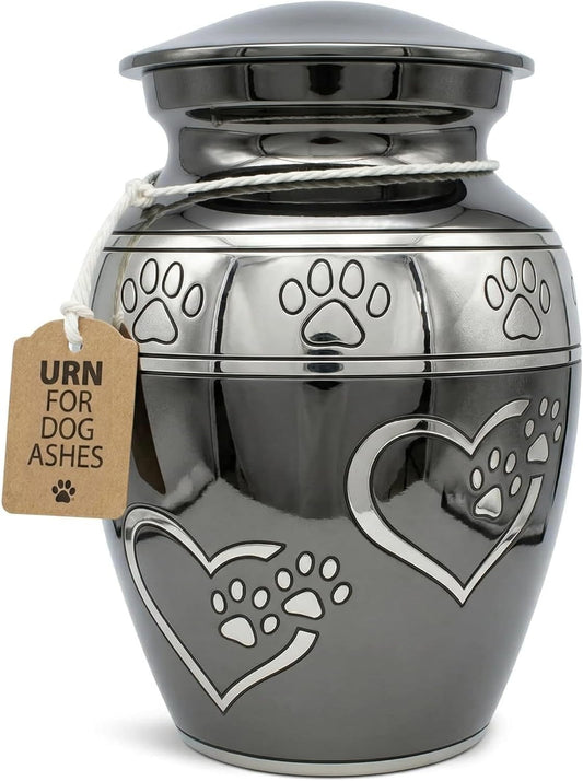 Pet Urns for Dogs Ashes – Medium Pet Cremation Urn with Paw Print, Holds Pets Up to 55 lbs, Elegant Slate Gray Memorial Urn for Dogs & Cats
