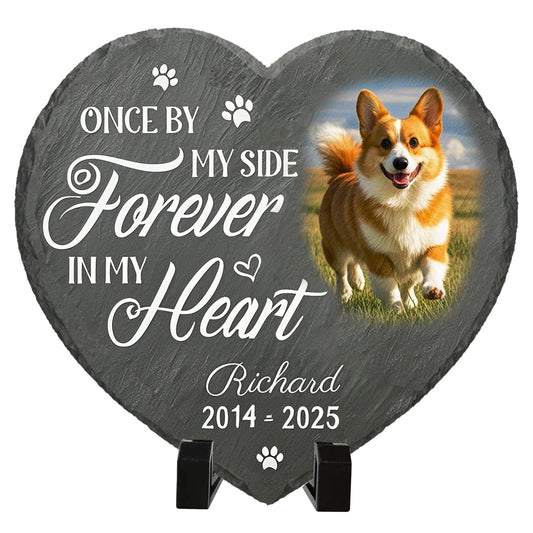 Umitive Personalized Pet Memorial Stone - Custom Dog Grave Marker with Name & Photo - Sympathy Gifts for Loss of Beloved Dog - Cemetery Decor - Rainbow Bridge Memorial for Dogs (Style A)
