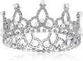 Lovelyshop Pet Series Silver Plated Royal Rhinestone Pearl Full Round Dog/Cat Crown for Rolyal Family Costume Hair Accessories-XSmall Size