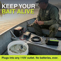 Marine Metal A-2 Air Bubbles Pump with Tubing & Air Stones for Live Bait (110 Volts), Black