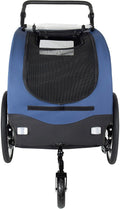 KEIKI Dog Bike Trailer with Built-in Leash, 2-in-1 Pet Stroller Cart Bicycle Carrier, Easy Folding Cart Frame with Front Caster & 20" Quick Release Air-Filled Wheels, Supports up to 110 lbs