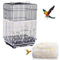 DECKALY Bird Cage Seed Catcher, Seed Catcher Guard Net Cover, Parrot Nylon Mesh Net Cover, Universal Soft Airy Cage Net Stretchy Skirt for Round Square Cages (Daisy-White, 15.7" x87")