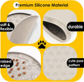 AVYDIIF Pet Feeding Mats for Food and Water, Waterproof Anti-Slip Placemats for Dog Cat Bowl, 1 Pack Silicone Pet Food Mat, Dishwasher Safe 10.9 × 10.9 (1 Beige, Small Paws)
