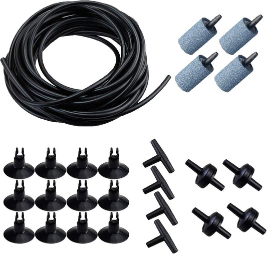 AQUANEAT 25 Feet Aquarium Airline Tubing, Standard 3/16" Tubing, Air Pump Accessories,with Air Stones, Check Valves, Suc