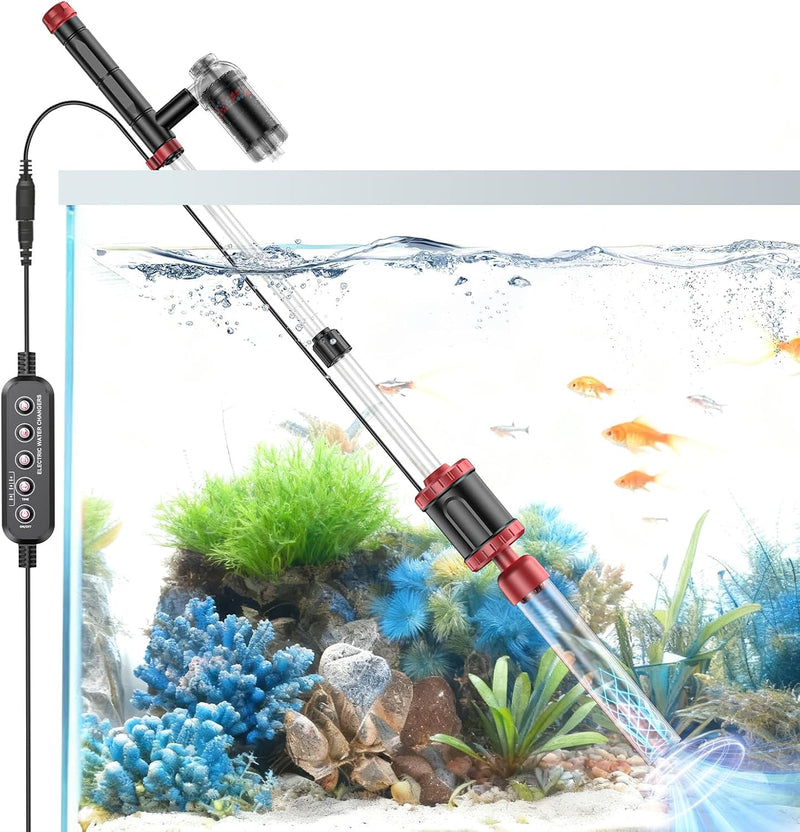 AKKEE Aquarium Vacuum Gravel Cleaner, 36W Electric Fish Tank Cleaner Vacuum, 8 in 1 Multifunctional Aquarium Cleaner for