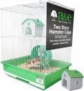 A&E Cage Co 2-Story Hamster Cage with Wheel & House, 14"x11"x15" Green