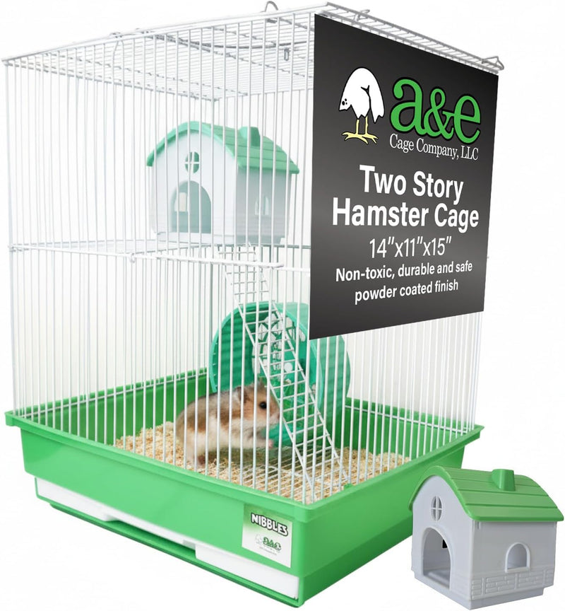 A&E Cage Co 2-Story Hamster Cage with Wheel & House, 14