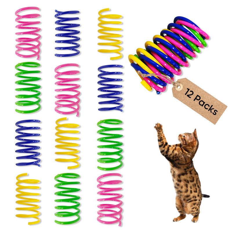 AGYM Cat Spring Toys, 12 Pack Cat Spiral Springs for Indoor Cats, Colorful & Durable Plastic Spring Coils Attract to Swat, Bite, Hunt, Interactive Toys for Kittens