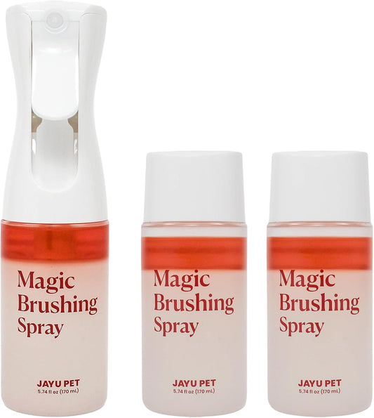 JAYU PET Magic Brushing Spray 1EA + Refill Bottle 2EA - Detangling and Deodorizing Spray for Dog & Cat
