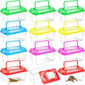 12Pcs Plastic Reptile Terrariums Carrier Cage Tarantula Enclosure Snake Breeding Box Hatching Container Transparent Fish