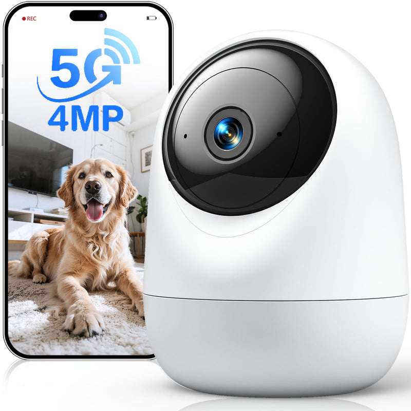 Andyssey 4MP Indoor Security Camera 360° Pan Tilt 5G/2.4G WiFi 6, Plug-in Pet Camera with Speaker for Dog/Cat Baby Monitor with Phone App,Motion Tracking, 2-Way Talk,Cloud & SD Card Storage