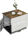 VIE DE AMAN Dog Crate Topper Wood with Tassel Curtain for 42 inch Crate