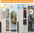 Doggy Door for Sliding Glass Door, Adjustable Height 75 3/5" to 80" Sliding Door Doggie Door Insert with Screen Design, 