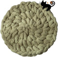 Cat Kneading Mat, Handmade Round Cushion Bed Pad Kittens (Green,M)