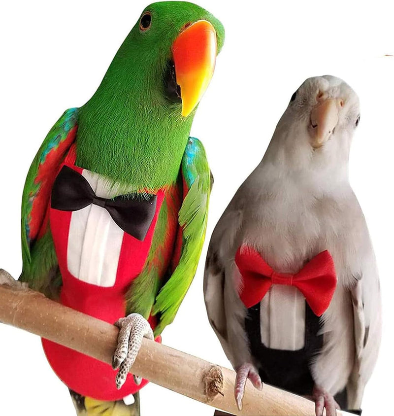 QBLEEV 2 Pack Bird Diapers, Reusable Cockatiel Tuxedo Flight Suite Costume