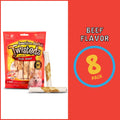 Pet Factory Twistedz American Beefhide 5" Chip Rolls Dog Chew Treats w/ Real Beef Meat Wrap - 8 Count/1 Pack