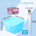 Canned Cat Food Storage Can Container for 3oz Cat Cans,4 Pack Airtight Pet Food Sealer with Snap-Lock Cover Lids and Stainless Steel Spoon for 2.56''/65mm Small Cans