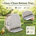 Bird Carrier Backpack for Small Medium Birds, Bird Travel Cage with Adjustable 2 Wooden Perches, Removable Tray, Feeder 