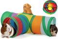 YUEPET Guinea Pig Tunnel, 3-Way Collapsible Play Tubes with Ball, Rainbow