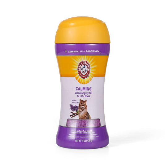 Arm & Hammer Cat Litter Deodorizing Crystals with Baking Soda, Odor Neutralizer, Dissolving Litter Box Deodorizer for Cat Odor Control, Lavender and Vanilla Scent, 15 Oz