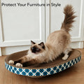 Cat Scratcher Bed with Toys, 2 Pack Oval Cat Scratcher Cardboard, Indoor Cat Scratch Bowl, Large Cat Scratching Board wi