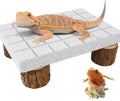 Bearded Dragon Shedding Rock, Bearded Dragon Pumice Stone Platform for Shedding, Calcium Stone with Wooden Pile, Reptile