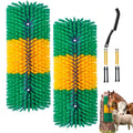 2PCS Livestock Scratching Brush, Goat Scratcher Post with Cleaning Brush, Grooming and Massage Brushes for Horse Cow She