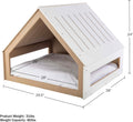 Indoor Dog House Bed - Wood Doghouse with Soft Cushion and Air Vents - 29.5x28x24in Dog Furniture for Small to Medium Pe