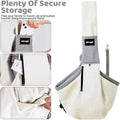 NATUYA Dog Sling Carrier for Small Dogs - Adjustable Padded Strap & Waterproof Lightweight Puppy Travel Bag with 3 Storage Pockets, White Grey