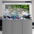 36x24 in Stone Brick Wall Aquarium Backdrop Leaves Fish Tank Background